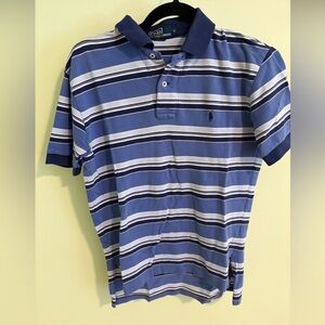 Ralph Lauren Navy and Light Blue Striped Polo